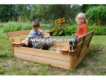 Square Sand Box with a Cover and Seats