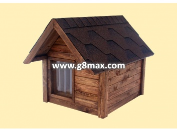 Kennel with a ridged roof and a small roof overhang